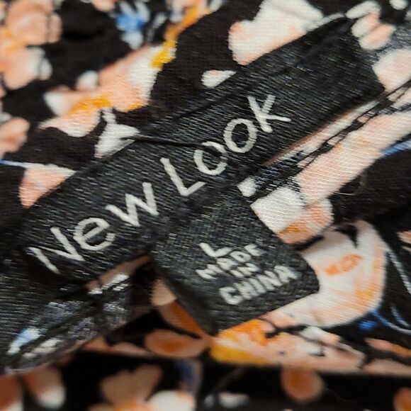 New Look Black, White, and Pink Floral Mini Dress- Size L - Picture 5 of 7